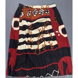 Boho Tribal Print Full Maxi Skirt Black Red White Women’s Sz 18 READ